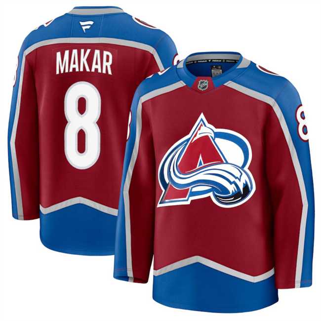 Mens Colorado Avalanche #8 Cale Makar Burgundy 2024-25 Home Stitched Jersey Dzhi